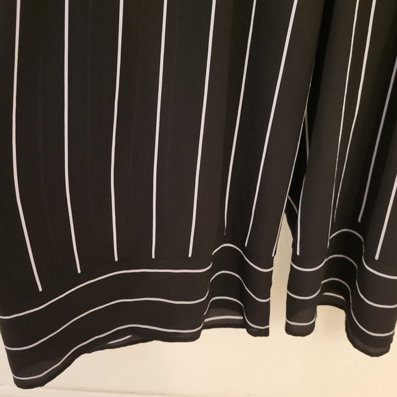 Women’s  Catherine’s Black White Stripe Wide Leg Belted Jumpsuit Size 34W - Picture 12 of 14